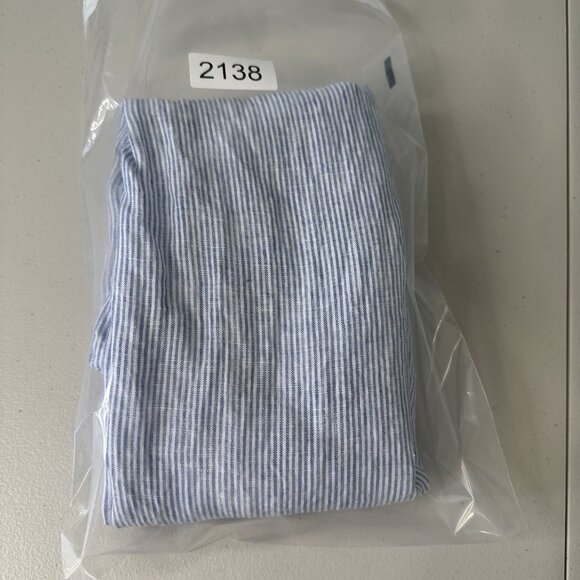 Tahari Pull on Pants Size S Wide Leg 100% Linen Cropped Blue White Stripe - Picture 11 of 11